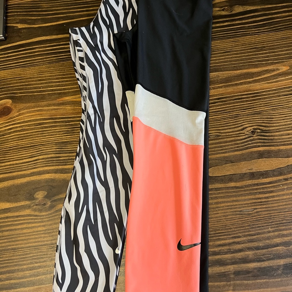 Nike Black and Coral Zebra Leggings Bundle